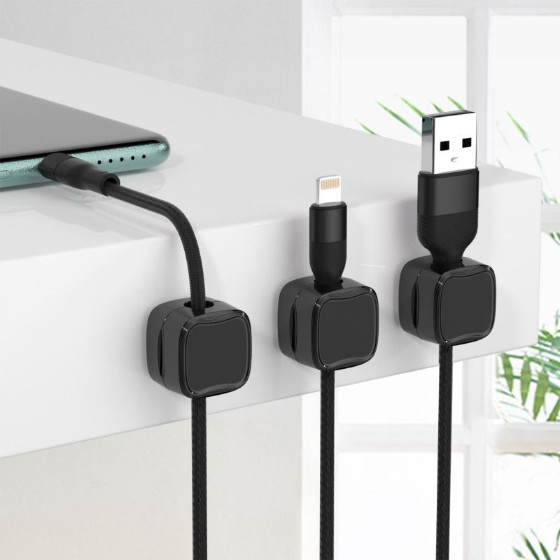 Magnetic Cable Clips, Under Desk Cord Organiser.