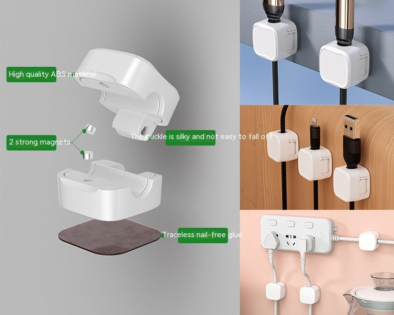 Magnetic Cable Clips, Under Desk Cord Organiser.