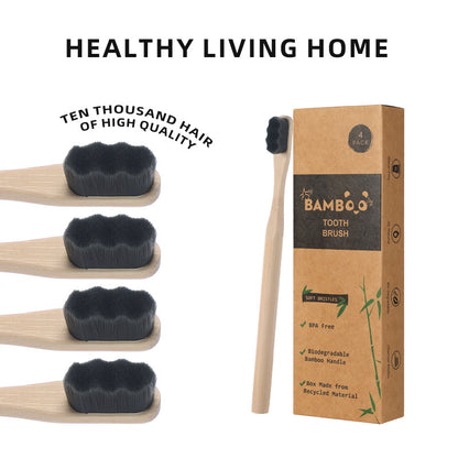 Natural Bamboo Toothbrush, 4 Pack.