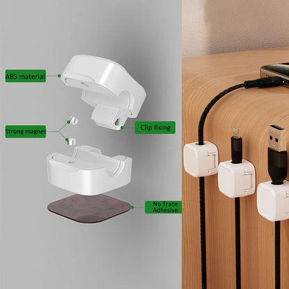 Magnetic Cable Clips, Under Desk Cord Organiser.